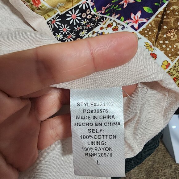 Women Patchwork Jacket Multicolor 100% Cotton Size Large, Boho, Festival - Picture 4 of 6